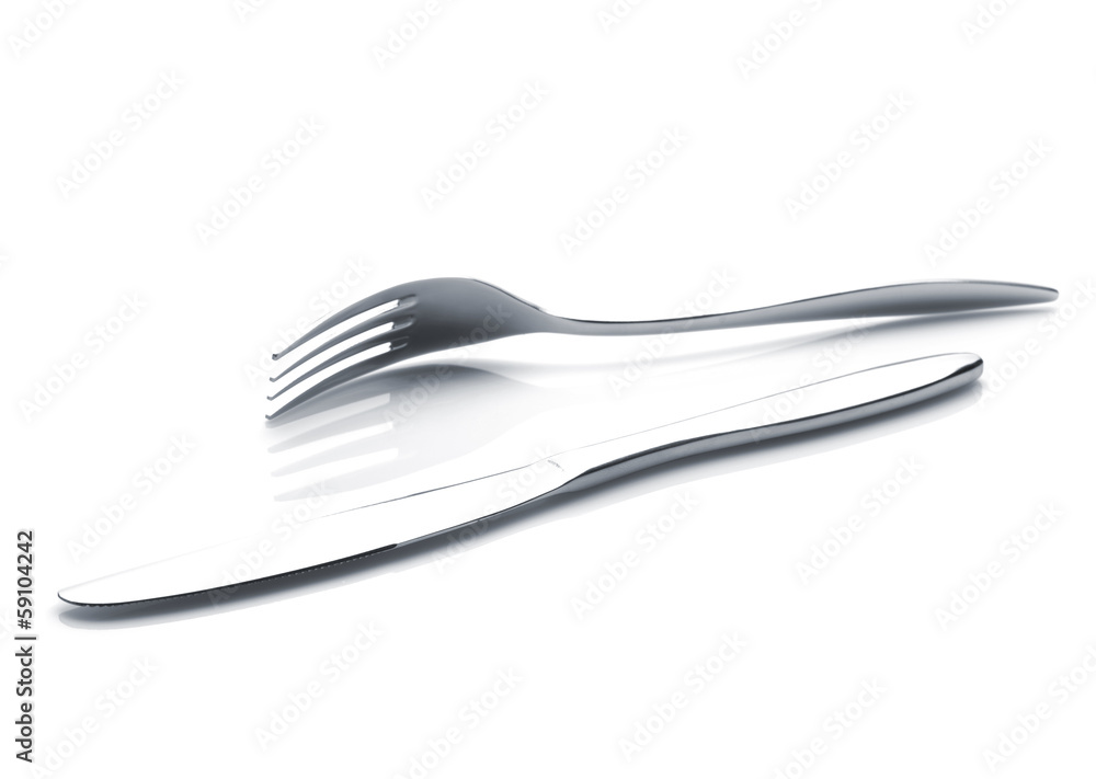 Silverware or flatware set of fork and knife Silverware or flatware set of fork and knife