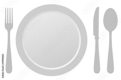 Fork, knife, Spoon and plate