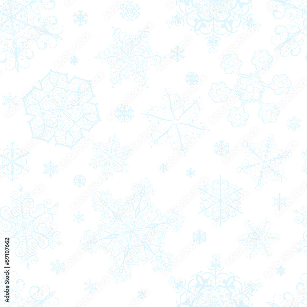 Fototapeta premium Christmas seamless pattern from light blue snowflakes