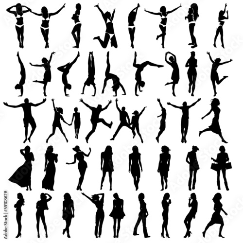 Silhouettes of girls . Vector illustration