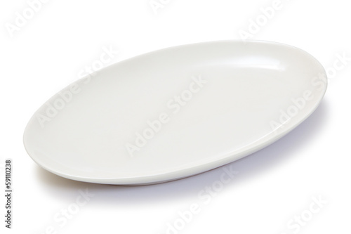 empty oval white plate