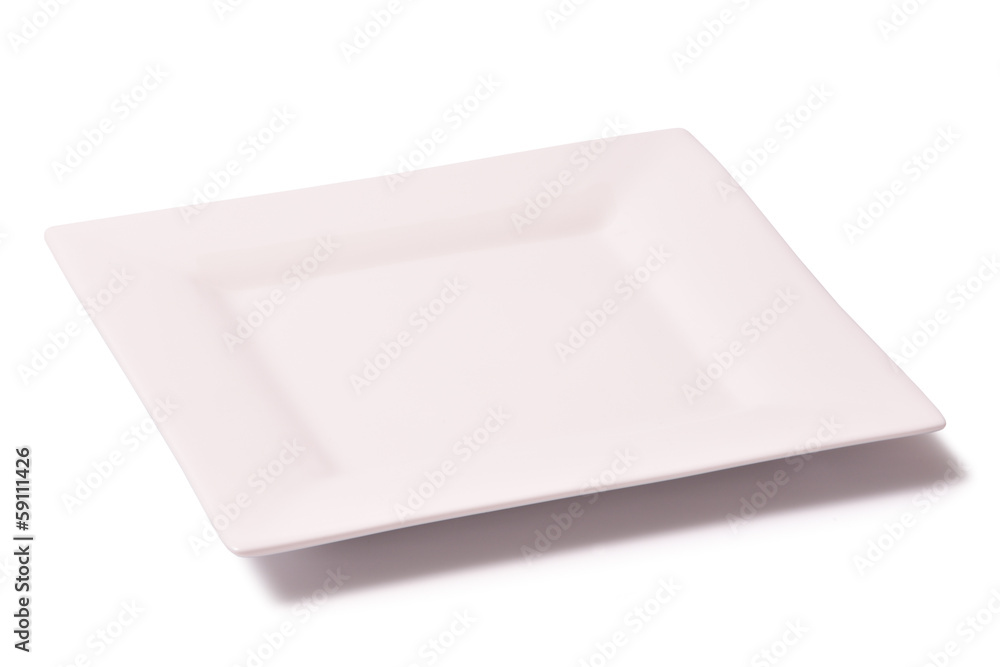 square white porcelain plate on a white background square white porcelain plate on a white background