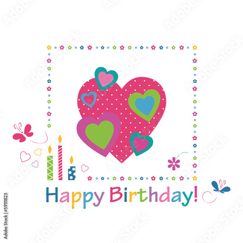 colorful hearts happy birthday card