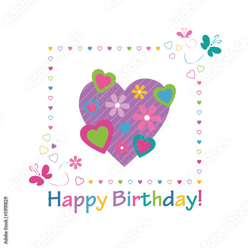 colorful hearts happy birth...