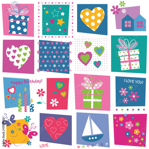 hearts flowers and birthday...