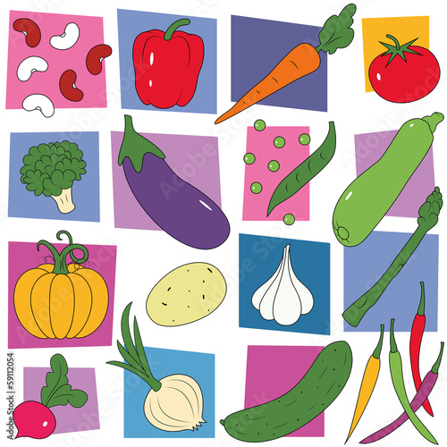 colorful vegetables collection pattern