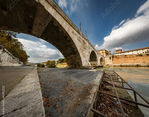 Panorama of Tiber Island and Cestius Bridge over Tiber River, Ro photo