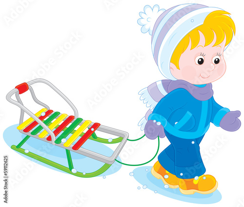 Child with a sleigh