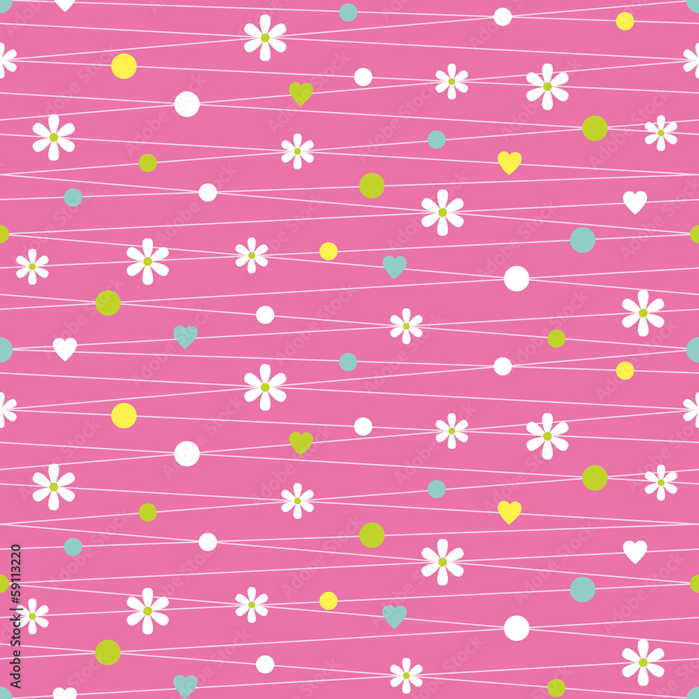hearts flowers and dots pattern