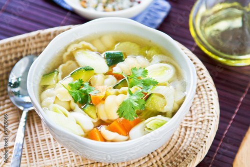 Vegetables soup with pasta