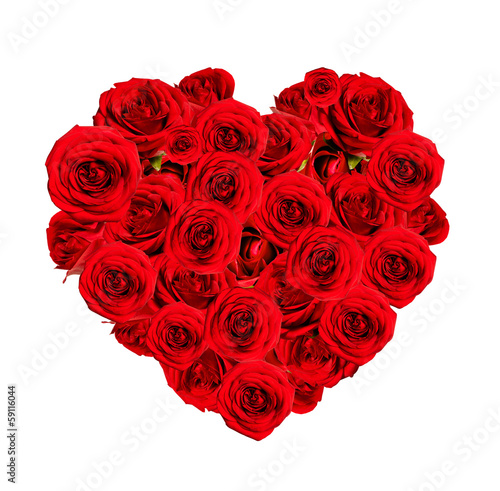 Beautiful heart made of red roses