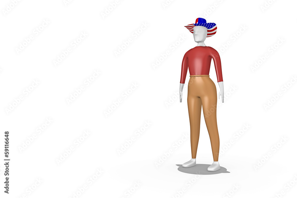 Naklejka premium 3d figure with stetson