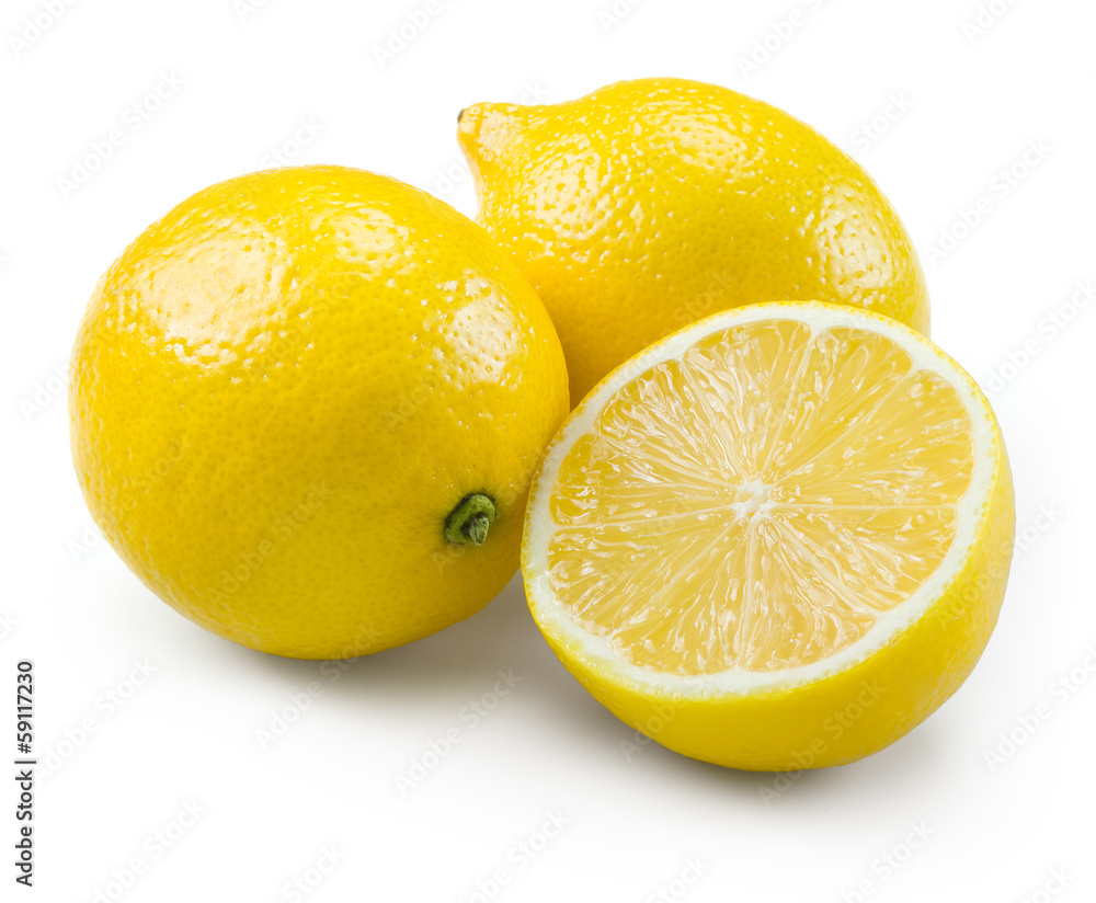 Lemons on a white background. Fruit isolated