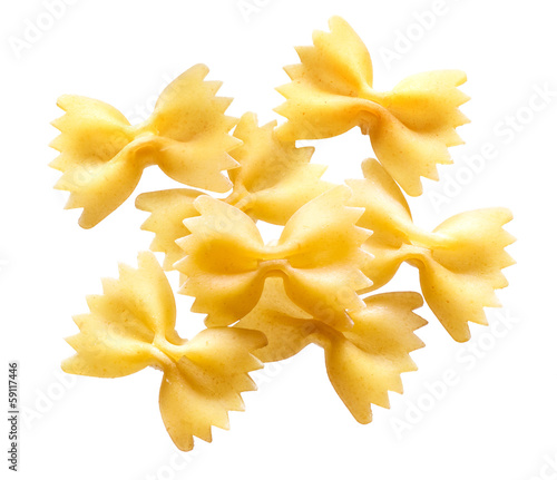 Bild auf Leinwand Farfalle. Uncooked pasta isolated on white background