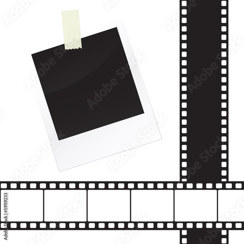 Photo frame sticker with tape and film strip frame set