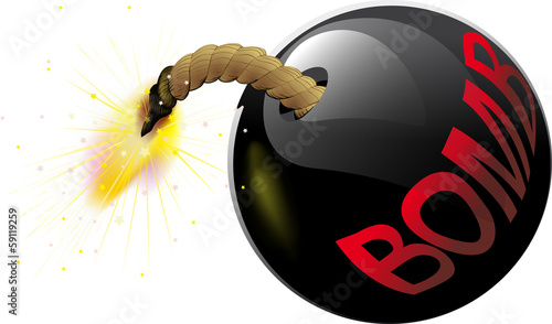 Round bomb with a burning wick