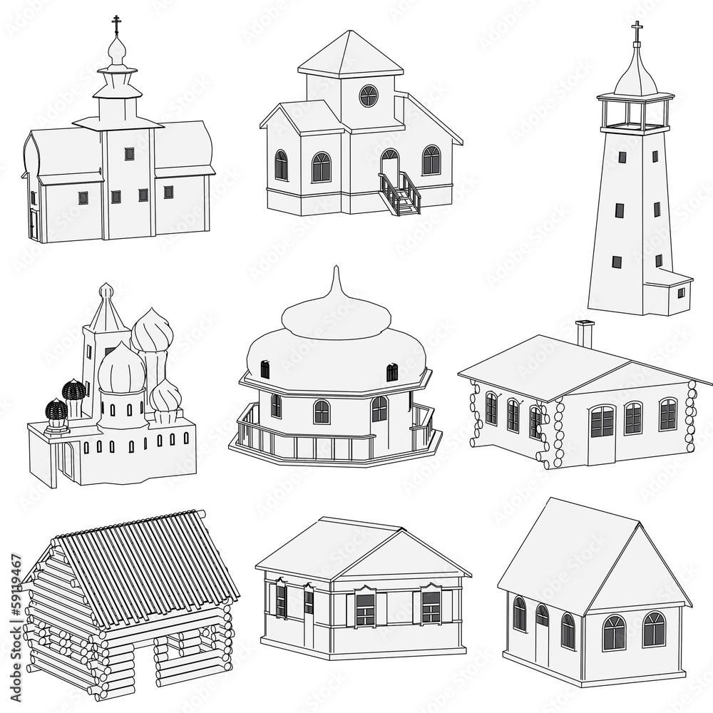 cartoon image of russian houses