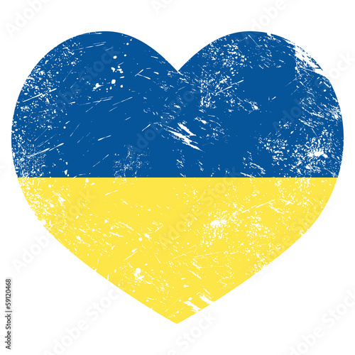 Ukraine retro heart flag - vector