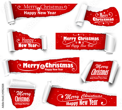 Collection of red paper with Christmas text