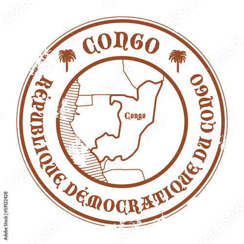 Grunge rubber stamp with the name and map of Congo, vector