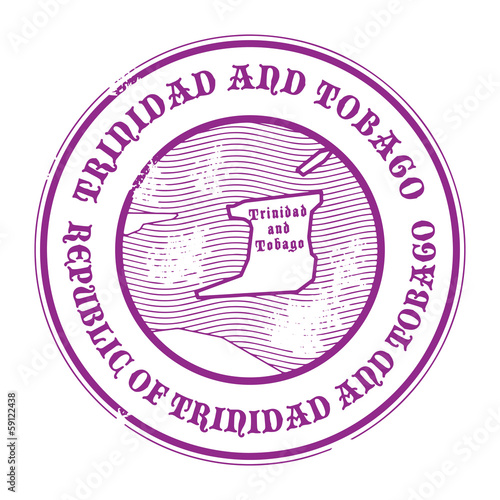 Grunge rubber stamp with the name and map of Trinidad and Tobago