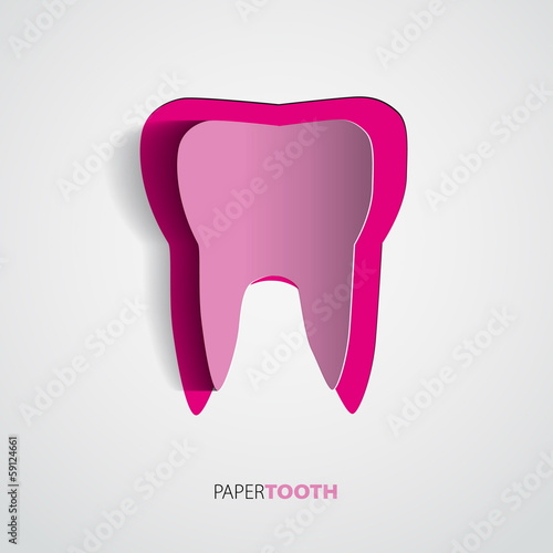 Sticker pink paper Tooth On White Background - Vector Illustrati