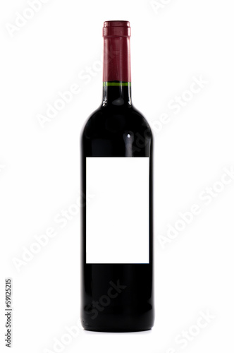 Red wine bottle isolated on white