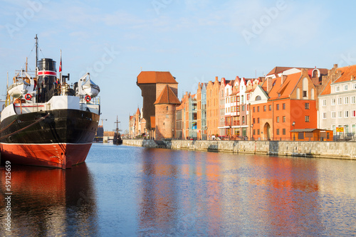 Motlawa quay and old Gdansk