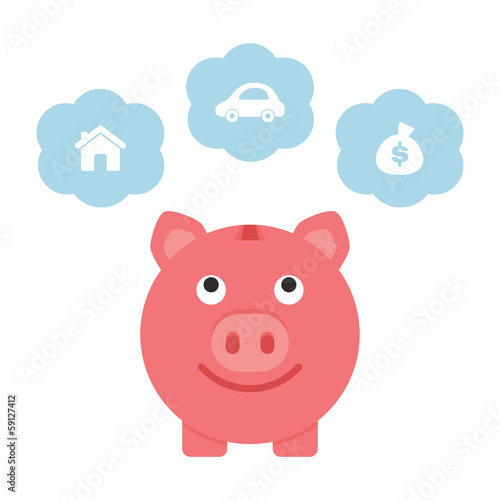 Saving for the future, piggy bank