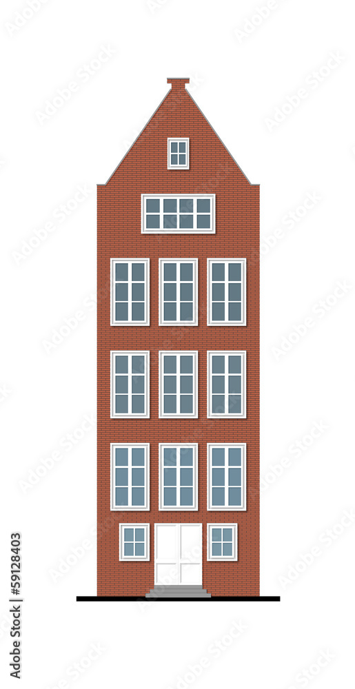 traditional townhouse red brick facade