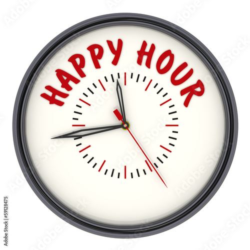 Foto Happy hour (Счастливый час). Часы с надписью