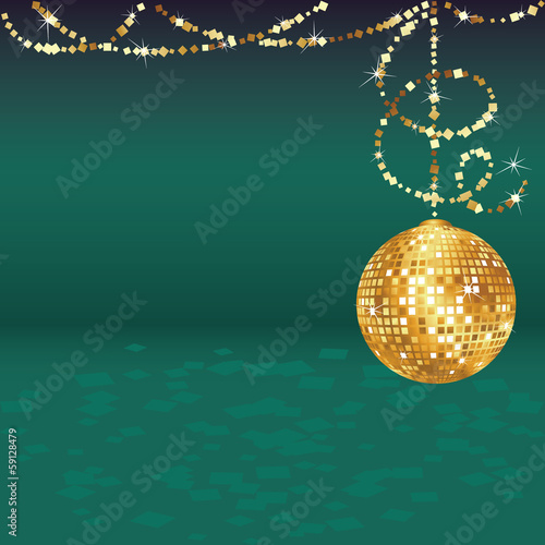 Christmas disco balls on abstract background