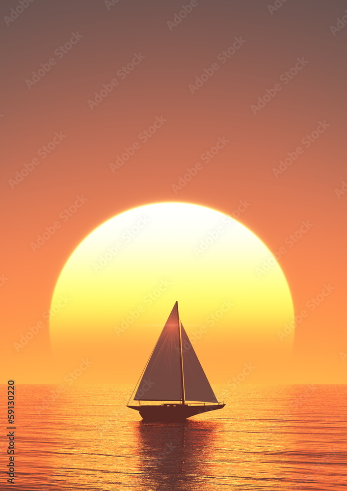 ヨットと日の出