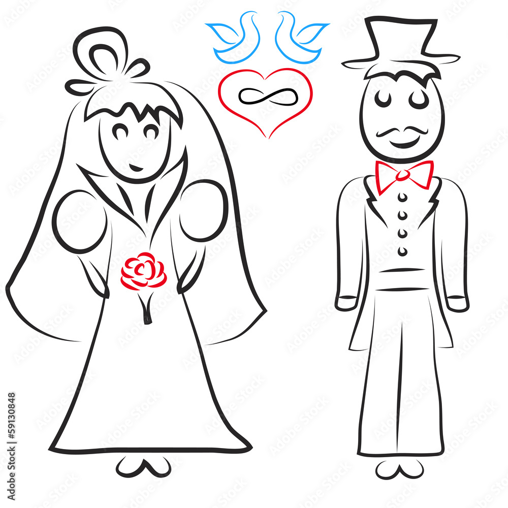 Silhouette of bride and groom