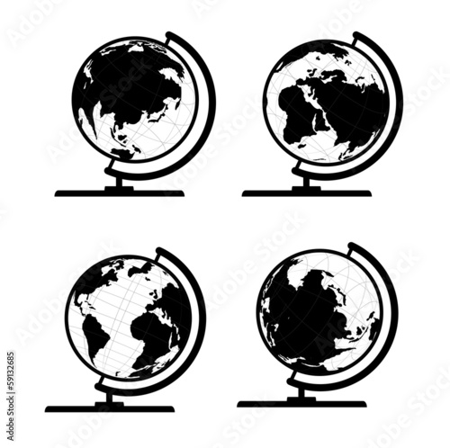 Vector set of 3D world map or globe, series 3