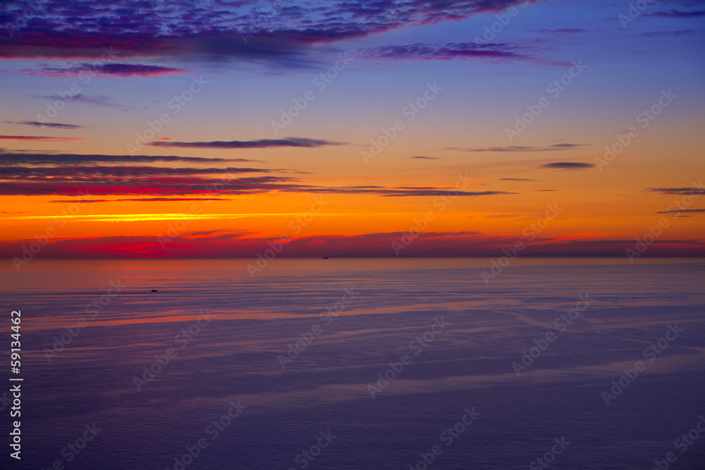 sunset sunrise over Mediterranean sea
