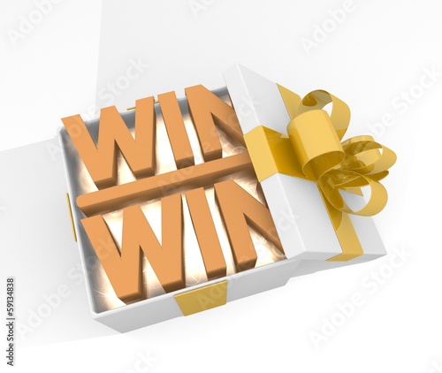 christmas gift box with win win symnol photo