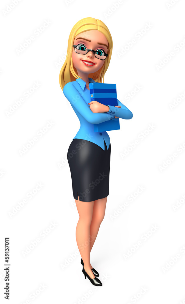Fototapeta premium Office girl with office diary