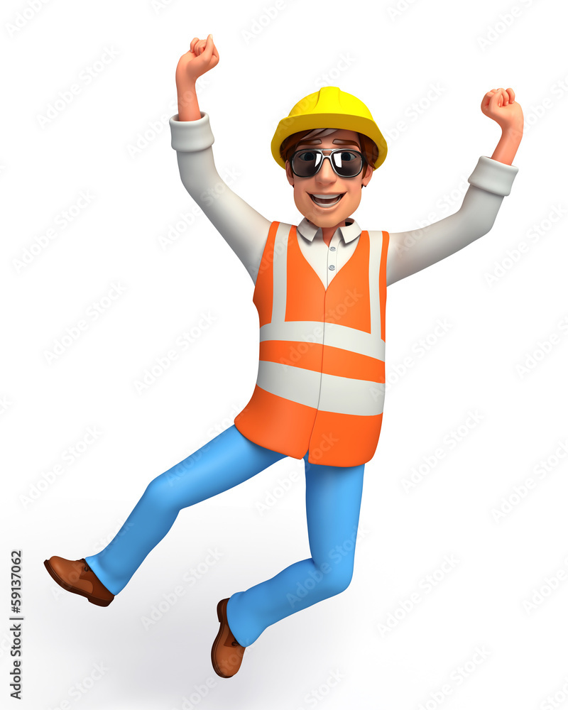Worker with jumping