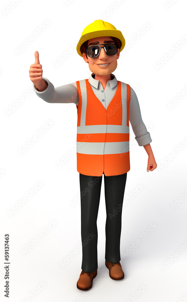 Worker with thumb up Worker with thumb up