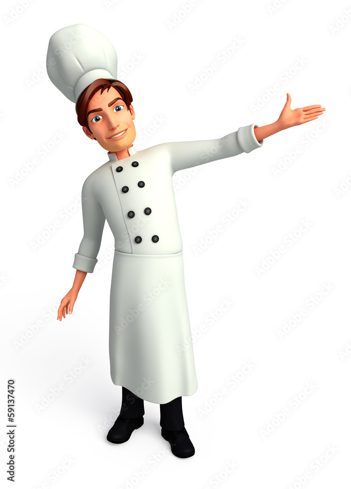Young cook with pointing Young cook with pointing