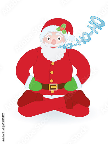 Santa Claus sitting as yogi over white