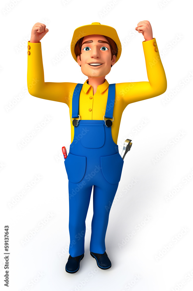 Mechanic is success pose Mechanic is success pose