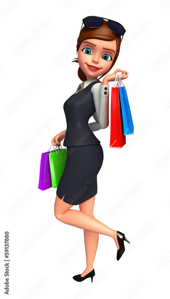 Young Business woman with shopping bags