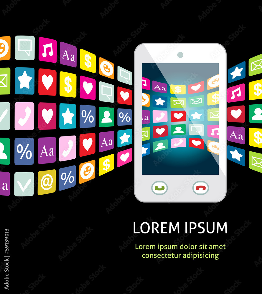 Smartphone with mobile apps Smartphone with mobile apps