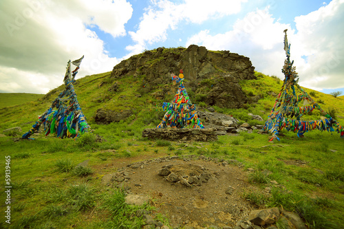 Shaman Adak Tree, prayer's flag, Mongolia
