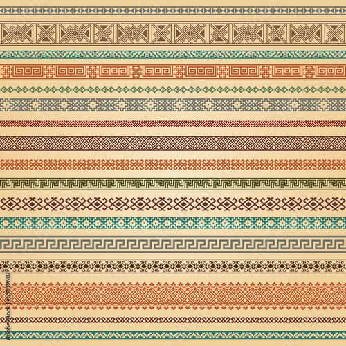 Border decoration elements patterns in different colors.