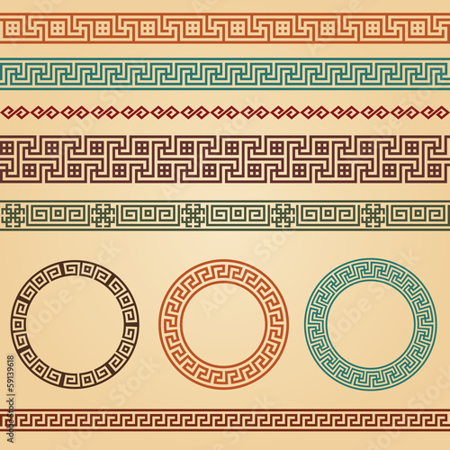 Border decoration elements patterns in different colors.
