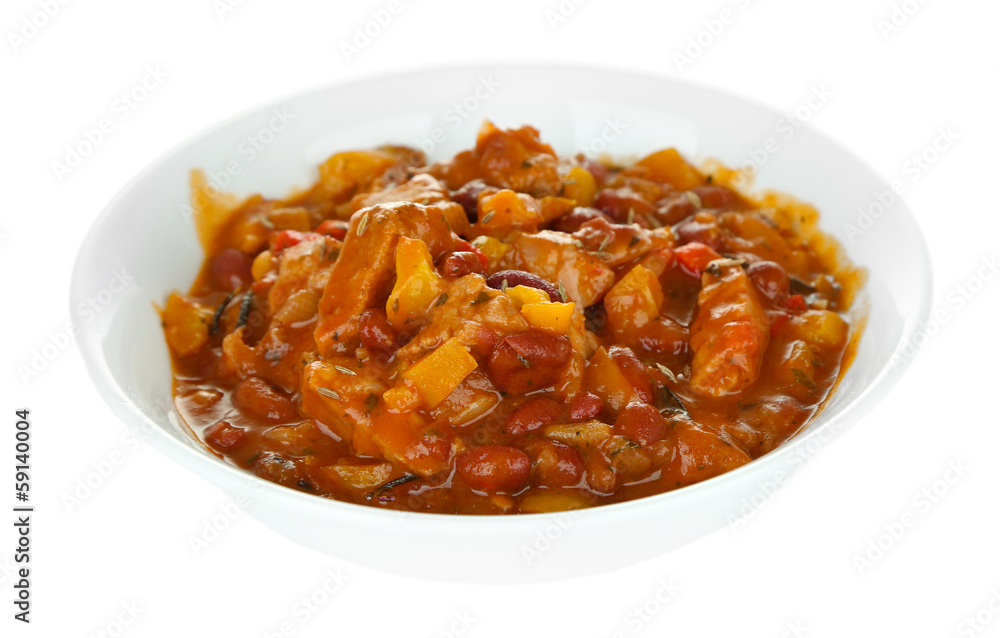 Chili Corn Carne - traditional mexican food, isolated on white Chili Corn Carne - traditional mexican food, isolated on white