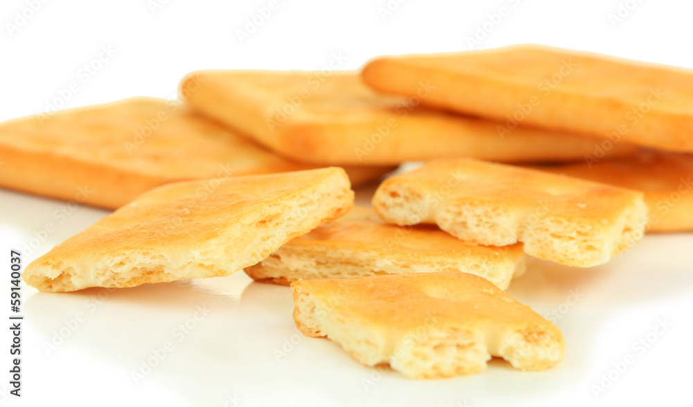 Delicious crackers isolated on white Delicious crackers isolated on white